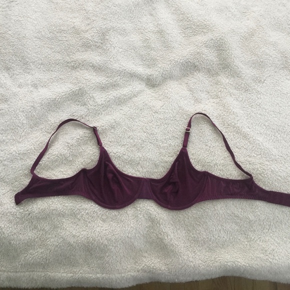 Vintage 90s Y2K Victoria's Secret Iridescent Maroon/Dark Magenta Demi Bra Sz 36B - Picture 4 of 12